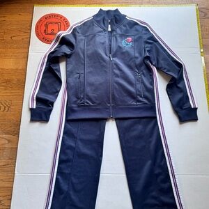 Y2K Old Navy women’s navy striped matching track suit Jacket size medium pants S